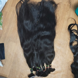 Cheveux humains vierges indiens en vrac, cheveux de temple, cheveux bruts d'Inde du Sud, double trame machine, toutes couleurs, pour tissage - Product Image 6
