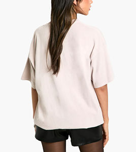Camiseta de Cuello Redondo Oversize para Mujer, Manga Corta, Corte Holgado, 100% Algodón Jersey, Transpirable, para Todas las Temporadas, Venta al Por Mayor - Product Image 2