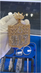 CONCEPTION Shining Jewelry Factory Pendentif personnalisé avec nom et lettre, style Hip Hop Iced Out pour rappeur, serti de pierres Moissanite - Product Image 1