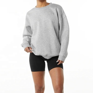 Sweat-shirt surdimensionné en molleton de coton épais à col rond, délavé à l'acide, personnalisé pour femme - Product Image 3