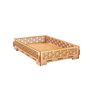 Bandeja de servir ecológica de madera con asa de corte láser para servir en la cocina, el comedor, el desayuno, el té, el café, los bocadillos y las bebidas. - Product Image 4