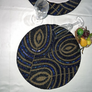 Durable Beaded Placemats Indian Style Beaded Placemats Handmade Round <b>Mat</b> - Product Image 6
