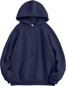 Sweat à capuche oversize d'hiver pour homme, en coton molletonné de haute qualité, brodé, teinture numérique unie, respirant et confortable - Product Image 1