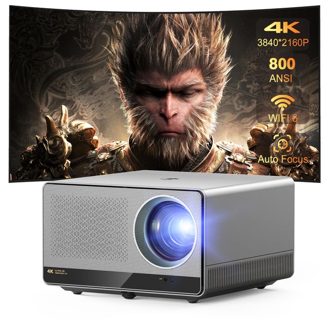 Newly U1 4K Home Theater Projector - 800 ANSI Lumens HDR10 WiFi 6 5.2 Fully Sealed Optical System