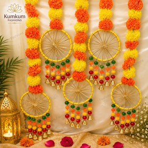 Indian Multicolor Artificial Flower Door Hanging Marigold Strings Dream Catchers Wedding <b>Backdrop</b> Pooja Room Home Decor Garlands - Product Image 3