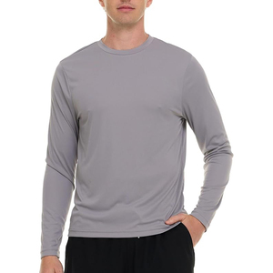 Modern Men Solid Gray Rash Guard Quick Dry UPF 50 Long Sleeve Performance Swim Shirt Athletic <b>Surfing</b> Tee - Product Image 1