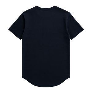 Camiseta de Hombre Azul Marino de Lujo, Algodón, Manga Corta, Cuello Redondo, Dobladillo Curvo, Logotipo Frontal, Preencogida, Ajuste Premium Transpirable - Product Image 3