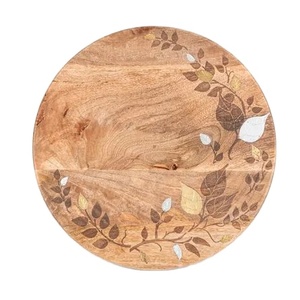 Plato de tallado de madera de Mango Premium, plato de madera rústico para decoración de mesa, bandeja de cocina, configuración de comedor, regalo y mesa hecha a mano - Product Image 1