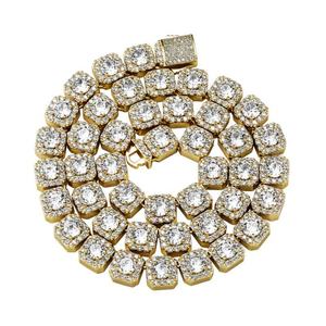 Hip Hop Iced Out Zircon Tennis <b>Chain</b> Necklace <b>Gold</b> <b>Plated</b> Brass Link <b>Chain</b> for <b>Men</b> and Women Party Jewelry - Product Image 1