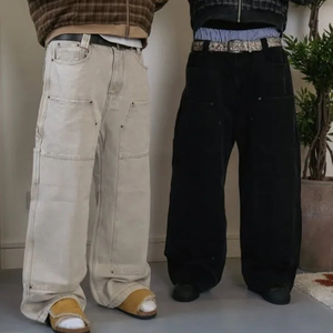 Pantalones Vaqueros de Mezclilla Hechos a Medida, Moda Urbana, Hip Hop, Cintura Baja, Estilo Baggy, Pantalones de Mezclilla Cruzados para Hombre - Product Image 1