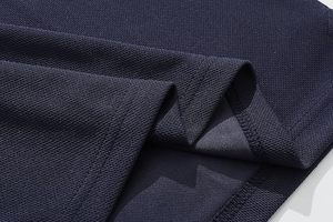 Polo en piqué bleu foncé à manches courtes pour homme, couleur unie, respirant, coupe décontractée, 100% coton tricoté - Product Image 5