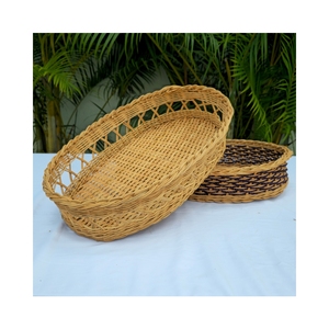 Bandejas ovaladas de ratán tejidas a mano y sostenibles. La opción ecológica perfecta para exhibir y almacenar alimentos en hogares, restaurantes y hoteles. - Product Image 2