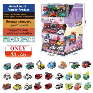 <span class=keywords><strong>Camion</strong></span> de pompiers de dessin animé Jiaxin 1:64, jouet de voiture à rétrofriction en plastique moulé sous pression avec étui de transport pour enfants - Product Image 1