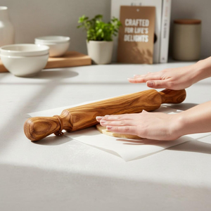 Wooden Rolling Pin Belan Rustic Kitchen Dough <b>Roller</b> Traditional Wood Roti and Chapati <b>Pastry</b> Pizza Dough Baking and Home Cookin - Product Image 2