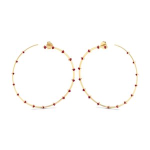ต่างหูทองคำแท้ 14K ทรงกลม ประดับทับทิม 0.5 กะรัต REYES ขายดี สำหรับผู้หญิง ของขวัญสุดหรูสำหรับงานหมั้น - Product Image 1