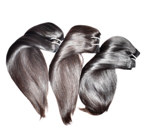 Extensiones de cabello humano de onda profunda de doble trama, máquina de templo indio 100% sin procesar recta cruda al por mayor alineada con cutícula - Product Image 1