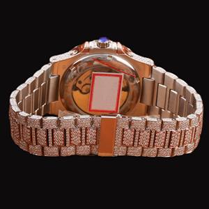 Reloj de Alta Calidad con Esfera Cuadrada y Características Clásicas, Dos Tonos, Totalmente Cubierto de Diamantes, Movimiento de Cuarzo, Diamante Moissanita, Estilo Hip Hop - Product Image 4