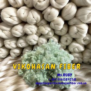 วัสดุใยสังเคราะห์ Vikohasan GRS Staple Fiber โพลีเอสเตอร์รีไซเคิล 100% 15D ลายดิบ 7D ละเอียด 32/ 38/ 51/ 64/ 76 มม. สีเขียว HC วัสดุสำหรับบรรจุ - Product Image 2
