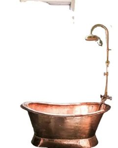 Baignoire autoportante en cuivre pur à 100 %, double ou simple cuve, finition nickel poli à l'intérieur - Product Image 5