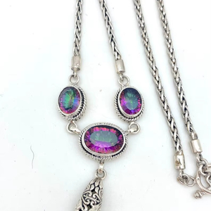 Vintage Gold Plated Mystic Topaz Bali Necklace Handmade Gemstone Jewelry Elegant Women Gift Wholesale Supplier - Product Image 1