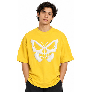 Camiseta Oversize para Hombre, 100% Algodón, Estampado Puff, Estilo Urbano, Cuello Redondo, Manga Corta, Corte Holgado, Ropa Casual Personalizada - Product Image 1