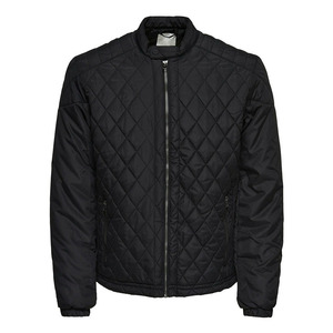 Chaqueta Bomber Acolchada para Hombre, Color Sólido, Cuello Alto, Cierre de Cremallera, Resistente al Viento, Ropa Exterior Informal para Otoño - Product Image 1