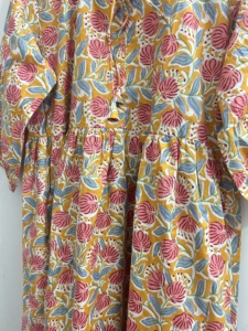 Pure Cotton <b>Kaftan</b> Short Dress Indian Hand Block Print <b>Summer</b> Floral Beach Coverup Comfy Maternity Kimono Robe For Women - Product Image 5