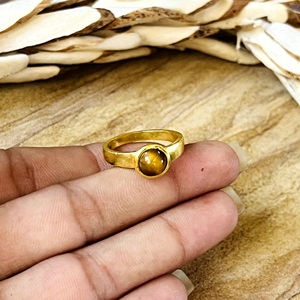 Anillos de Latón de Diseño Único, Anillo Minimalista de Ojo de Tigre, Joyería Boho de Latón para Mujer, Chapado en Oro de 18k, Texturizado, Solitario, Venta al por Mayor/OEM - Product Image 5