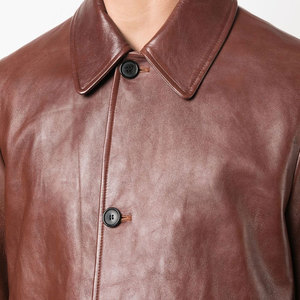 Chemise en cuir décontractée pour homme fabriquée en usine, col rabattu, manches longues, fermeture à bouton unique, coupe décontractée, respirante, écologique - Product Image 6
