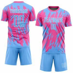 Ensemble de maillots de football personnalisés, uniforme de football par sublimation, 100% polyester, séchage rapide, manches courtes, nom et numéro d'équipe personnalisés, OEM ODM - Product Image 1