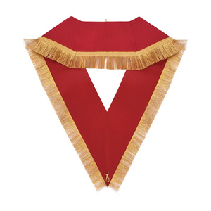 Collier de Maître Maçon de la Loge Bleue, brodé sur mesure, avec ruban rouge et tresse dorée, fabrication pakistanaise en gros - Product Image 6
