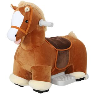 Cavallo Cavalcabile in Peluche a Batteria 6V con Musica, Pedale Avanti, Rivestimento Morbido al Tatto Lavabile per Bambini da 1,5 a 5 Anni - Product Image 1
