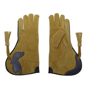 Gants de fauconnerie en daim souple à manches longues, protège-mains respirants et résistants aux morsures pour l'entraînement des aigles et la manipulation des animaux - Product Image 1