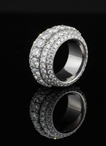 Hip Hop <b>Mens</b> Multi Row Iced Out Bling <b>Ring</b> 925 <b>Silver</b> 10K 14K Gold Finish Bold Statement Fashion <b>Ring</b> Luxury Streetwear Style - Product Image 2