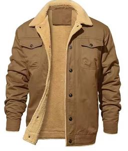 Chaqueta cálida de lana para hombre con cuello de lana, logotipo personalizable y una variedad de tallas para uso casual al aire libre en otoño e invierno. - Product Image 1