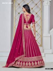 New Arrival Art Silk with Stripe-Pattern Embroidered <b>Lehenga</b>-Choli Set Collection <b>Woman</b> Fashion Manufacturer Supplier from India - Product Image 6