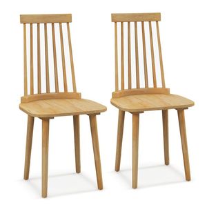 Set di 2 Sedie da Pranzo Windsor con Schienale Alto e Gambe in Legno di Gomma Naturale per Sala da Pranzo e Soggiorno - Product Image 1