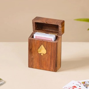 Wood Playing <b>Card</b> <b>Box</b> Customizable Solid Wood Desktop <b>Card</b> Display Stand Personalized Wood Playing <b>Card</b> Holder - Product Image 1