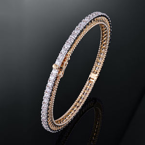 AMBER JEWELS 18K Solid Unisex Brilliant Cut Natural Stone IGI Certified Hiphop Geometric Tennis <b>Bracelets</b> Claw Engagement - Product Image 1