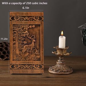 Wooden Cremation Urn for Human Bone Ashes Decorative <b>Box</b> Funeral Urns for Adult Male & Female in a Satin Bag - Product Image 1
