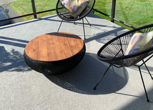 Tables basses en rotin et osier d'herbe de mer en teck d'acajou en bois massif de couleur naturelle en métal de haute qualité pour hôtel et villa - Product Image 2