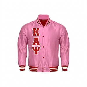 Veste universitaire en satin Kapa Alpha Psi jaune avec lettres rouges, manches longues, col rabattu, vêtements d'automne pour femmes - Product Image 5