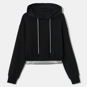<b>Women's</b> Hooded Sweatshirt Set Solid Color Loose Fit Full Length Knitted Casual Flared Pants Cropped Hooded Sweatshirt - Product Image 3