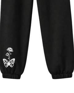 Conjunto de Sudadera con Capucha Blanca con Estampado de Dibujos Animados y Pantalones Deportivos Negros para Mujer, Sudadera de Forro Polar con Pantalones a Juego, Atuendo Informal y Bonito - Product Image 6