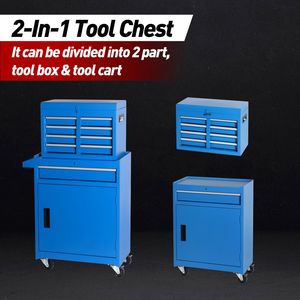 Detachable Top Rolling Tool Chest 5-Drawer <b>Storage</b> Cabinet with Universal <b>Lockable</b> Wheels Adjustable Shelves Tool <b>Box</b> Liner - Product Image 3