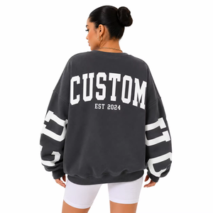 Unisex Varsity Sweatshirts Customizable Crewneck Premium Solid Color 100% DTG Print Cotton Pullover Women's Hoodies USA Custom - Product Image 2