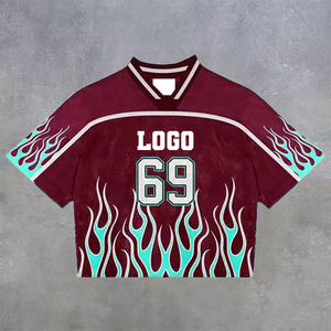 Camiseta Deportiva SI de Corte Cuadrado Personalizada, Diseño Oversize, Bordado, Cuello Acanalado, Estilo Urbano, Retro Americano, Camisetas de Fútbol - Product Image 4