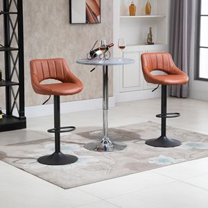 Set di 2 Sgabelli da Bar Moderni Marroni, Sedie Girevoli in Pelle con Altezza Regolabile, Base Rotonda in Metallo e Poggiapiedi per Cucina - Product Image 2