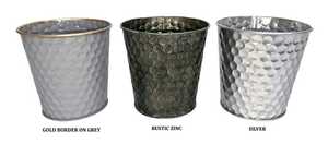 Set of 3 Modern Black Metal <b>Planter</b> with Circular Pattern and Tripod Stand for Indoor Use - Product Image 1