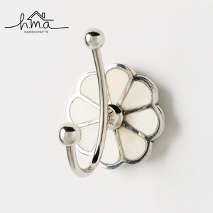 Polished Silver Brass Double Wall Hook Decorative Flower <b>Coat</b> Hook Towel Holder <b>Robe</b> Hanger Heavy Duty Home Decor - Product Image 1